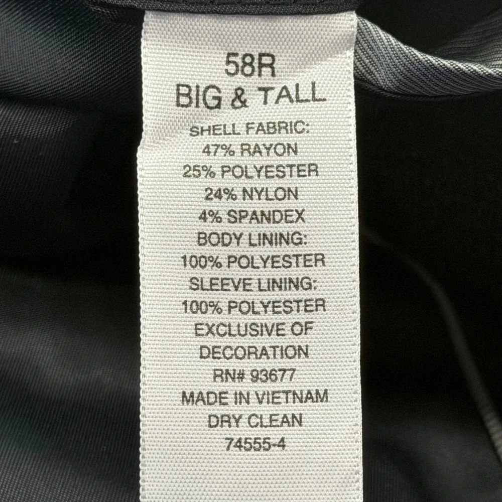J. Ferrar Tuxedo Jacket Mens 58R Black Shine Evening Edition Big & Tall Blazer